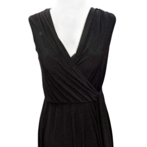 TAHARI Black Sleeveless Faux Wrap Midi Dress Size XS - Picture 5 of 8